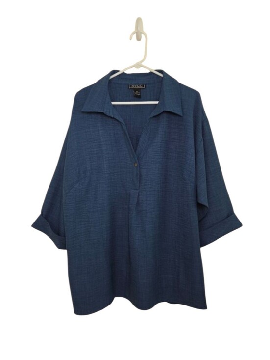 NYCC Tops - Women's NYCC New York Clothing Co Blue 3/4 Sleeve Blouse Top Sz 2X